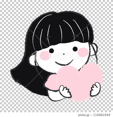 ハートを持った女の子のイラスト1-3 ハートを持った女の子のイラスト1-3 110862849