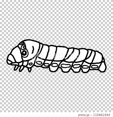 アゲハチョウの幼虫・線画 110862884