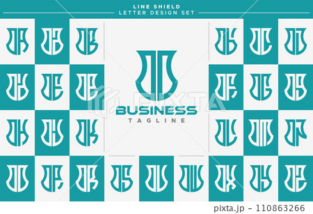 Set of line security shield letter O OO logo, number 0 00 design 110863266