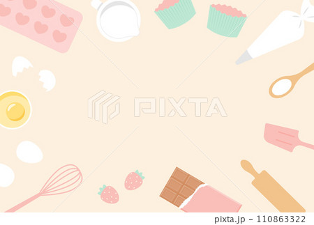 バレンタインデーのチョコレートやお菓子作りの背景イラスト バレンタインデーのチョコレートやお菓子作りの背景イラスト 110863322