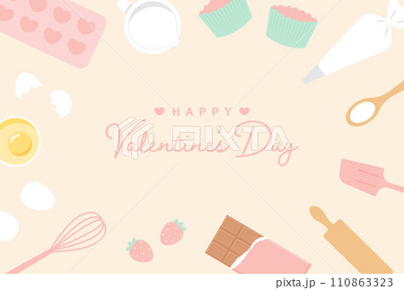バレンタインデーのチョコレートやお菓子作りの背景イラスト 110863323