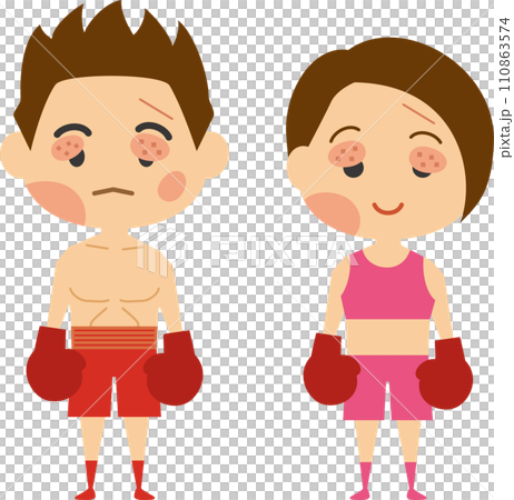 輸掉比賽的拳擊手的圖像插圖（男女組） 110863574