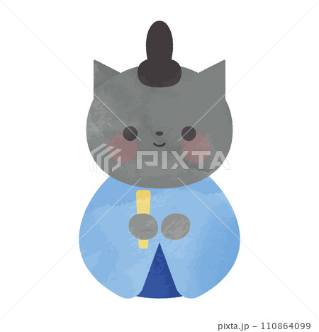 ねこのひな人形の水彩イラスト 110864099