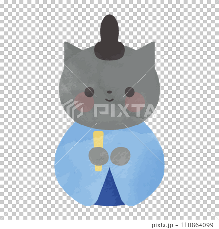 ねこのひな人形の水彩イラスト 110864099