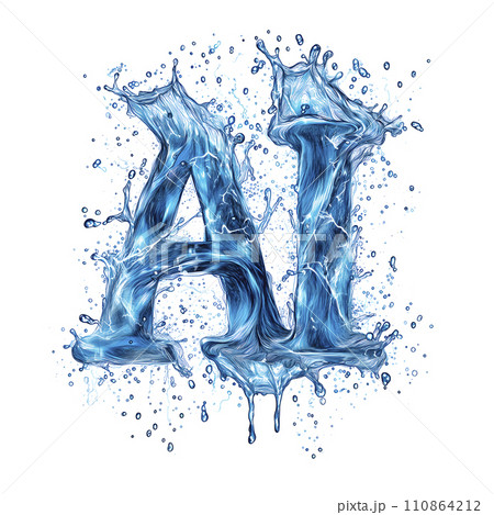 水しぶきで描かれた「AI」の文字（AI生成画像） 110864212