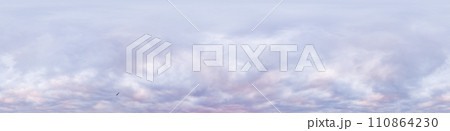 Dramatic overcast sky panorama with dark gloomy Cumulonimbus clouds. HDR 360 seamless spherical panorama. Sky dome in 3D, sky replacement for aerial drone panoramas. Climate and weather change. 110864230