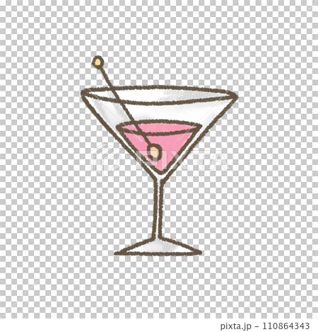 クレヨンで描いたピンクのカクテルのイラスト 110864343