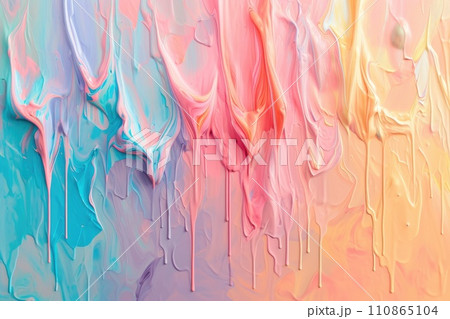 Colorful acrylic paint dripping with liquid drops. holi festival Generative AI 110865104