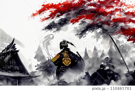 和風鎧武者 侍 水墨 AI生成画像 時代 SAMURAI 馬 風景 和風鎧武者 侍 水墨 AI生成画像 時代 SAMURAI 馬 風景 110865701