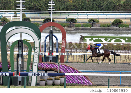 京都競馬場スタンド前の攻防 110865950