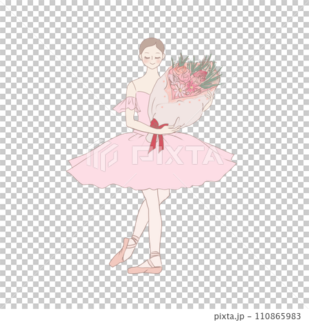 花束を持ったバレリーナ 110865983