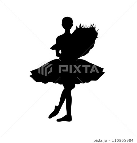 半束を持ったバレリーナのシルエット 110865984
