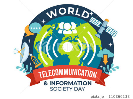 World Telecommunication and Information Society Day Vector Illustration on May 17 with Communications Network Across Earth Globe in Flat Background 110866138
