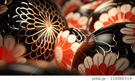 和風の花柄の立体模様の背景「AI生成画像」 110866314