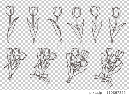 Simple tulip illustration set Simple tulip illustration set 110867223