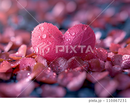 Images for making backgrounds for greeting cards or presentations about fragile love. The illustration filled with little hearts. Spread the whole picture The overall color tone of the image is pink. 110867231