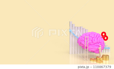 The Human brain with wind up for Business concept 3d rendering. 110867379