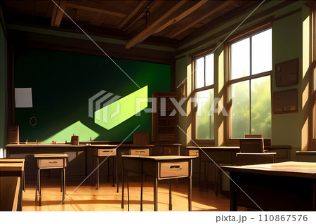 ファンタジーRPGゲームイラスト背景風学校教室 110867576