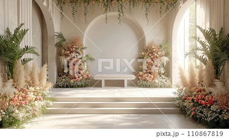 結婚式をイメージした白基調の背景画像