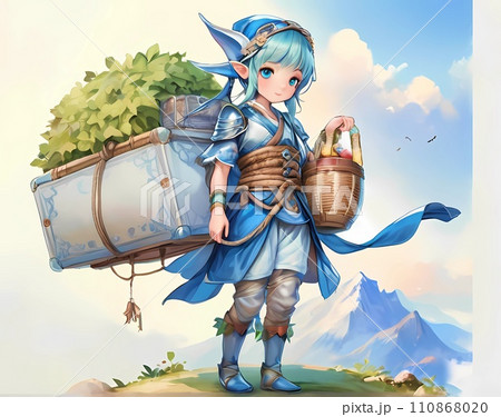 RPGファンタジーゲームの仲間エルフ少女イラスト 110868020