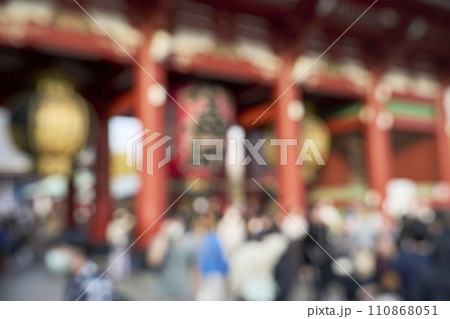 混雑する寺院の門　ぼかし 110868051