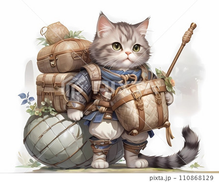 RPGファンタジーゲームの仲間猫イラスト 110868129