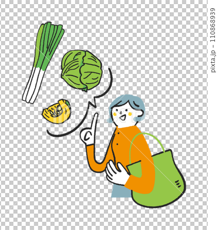 女人選擇冬季蔬菜插畫素材 110868939