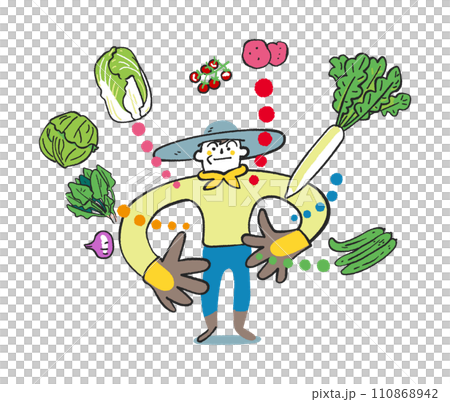 Delicious vegetables and farmer producer illustration material 110868942