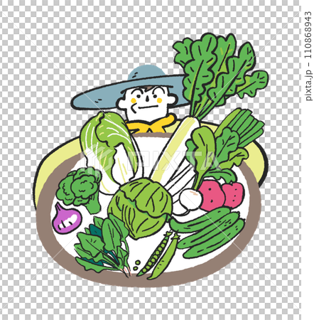 Delicious vegetables and farmer producer illustration material 110868943