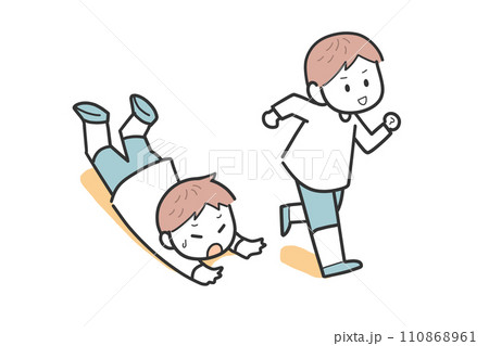 友達と走っていて転倒した子供 友達と走っていて転倒した子供 110868961