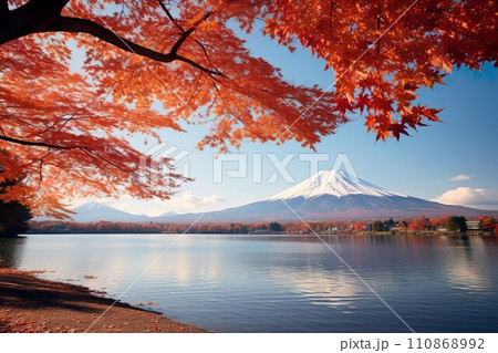 紅葉と富士山のイメージ01 紅葉と富士山のイメージ01 110868992