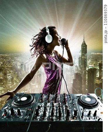 ライブパフォーマンスをするDJ 110869379