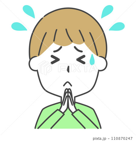 ごめんなさいと謝る男性の上半身イラスト ごめんなさいと謝る男性の上半身イラスト 110870247