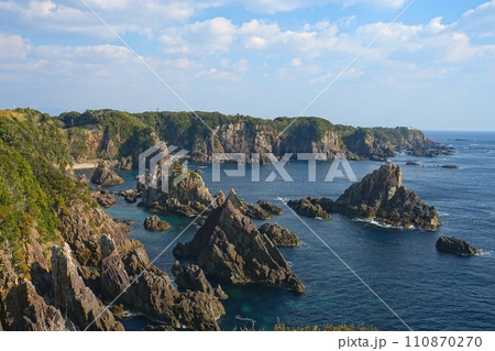 海から突き出した巨岩が連なる紀伊半島南端のジオサイト海金剛　Ver2 110870270
