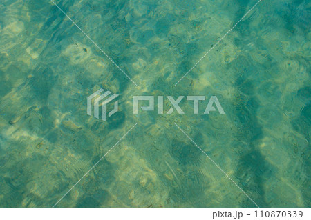 Blue water texture background. Surface of sea or ocean 110870339