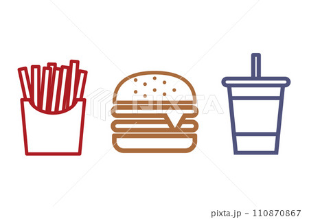 ハンバーガー　アイコン　セット 110870867