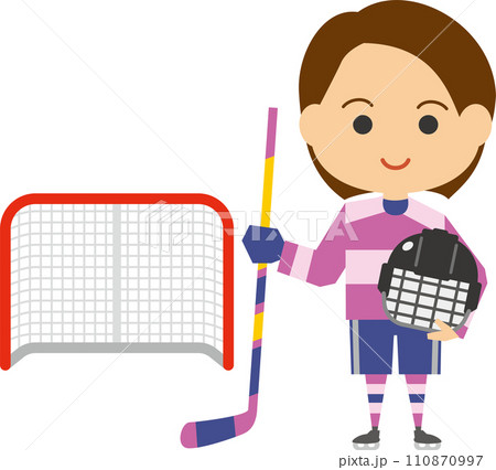 女子アイスホッケー選手のイメージイラスト 女子アイスホッケー選手のイメージイラスト 110870997