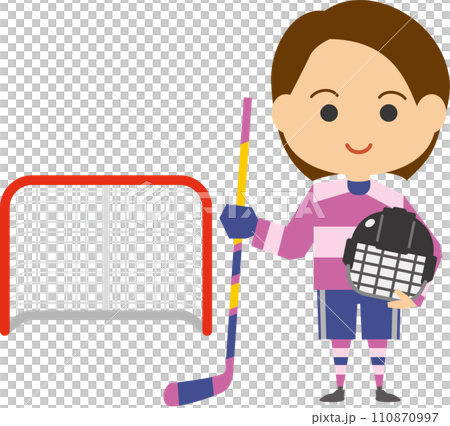 女子アイスホッケー選手のイメージイラスト 女子アイスホッケー選手のイメージイラスト 110870997