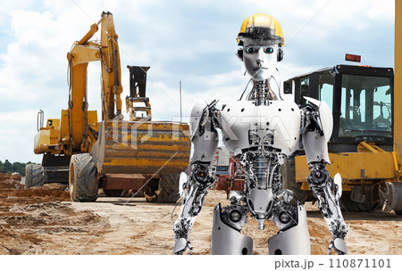 工事現場のロボット　工事現場のアンドロイド　働くロボット　土木　ビジネス　ロボットビジネス 110871101