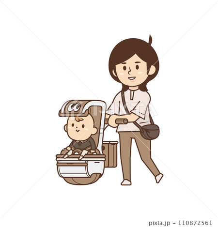 赤ちゃんと女性【ロボットとの暮らし・ベビーカー・リラックス・散歩・外出】イラスト 赤ちゃんと女性【ロボットとの暮らし・ベビーカー・リラックス・散歩・外出】イラスト 110872561