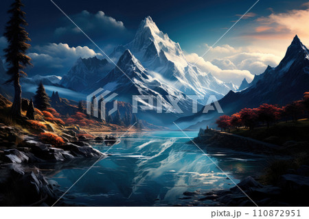 Winter frosty landscape in late autumn in the mountains Winter frosty landscape in late autumn in the mountains 110872951