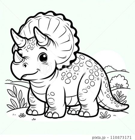 Delightful Dinosaur Coloring Pages for Kids-Triceratop 110873171