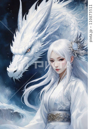 白龍と瀬織津姫 開運スピリチュアル水彩画イラストアート(AI生成画像) 白龍と瀬織津姫 開運スピリチュアル水彩画イラストアート(AI生成画像) 110873511