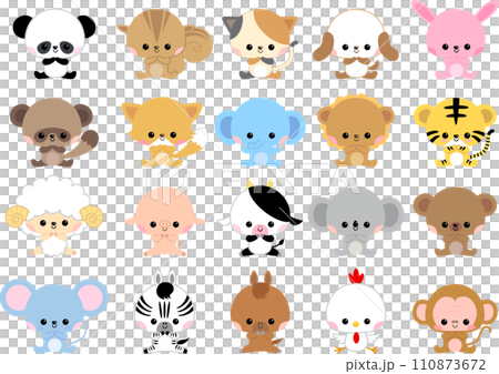 Cute animal illustration set for toddlers 110873672