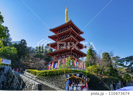 東京都・日野市　高幡不動尊金剛寺　五重塔　正月の風景 110873674