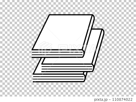 平堆放的書籍的黑白插圖 平堆放的書籍的黑白插圖 110874022