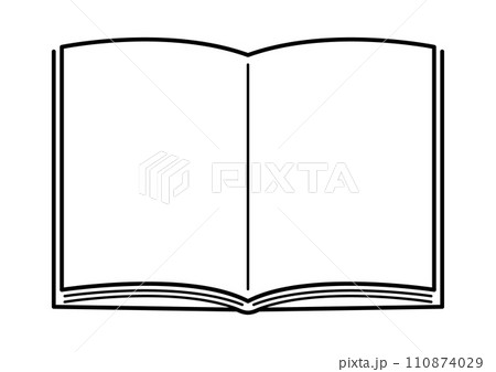 開いた本のシンプルな白黒イラスト 開いた本のシンプルな白黒イラスト 110874029