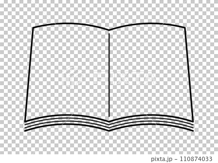 一本打開的書（筆記本）的簡單黑白插圖 110874033