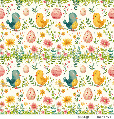 cute cartoon childish easter background tile 110874754