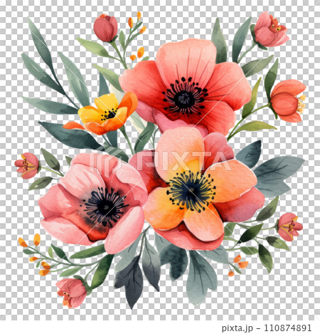 cute watercolor spring bouquet isolated cute watercolor spring bouquet isolated 110874891